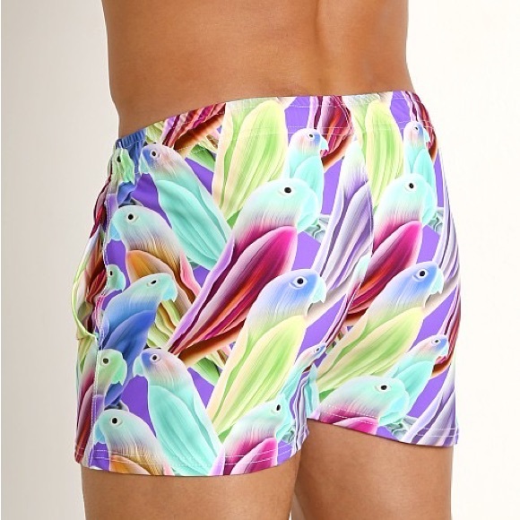 LASC Malibu Swim Shorts Purple Parrots | Small - Picture 4 of 8